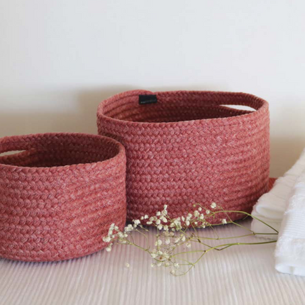 korb mit griffen-Rosa